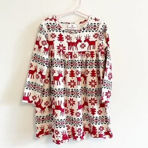 Hanna Andersson Crewneck Longsleeve Reindeer Dress White 100/4